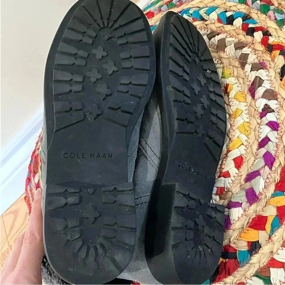 Cole Haan grey suede leather faux  fur ankle boots with zippers - Picture 6 of 6